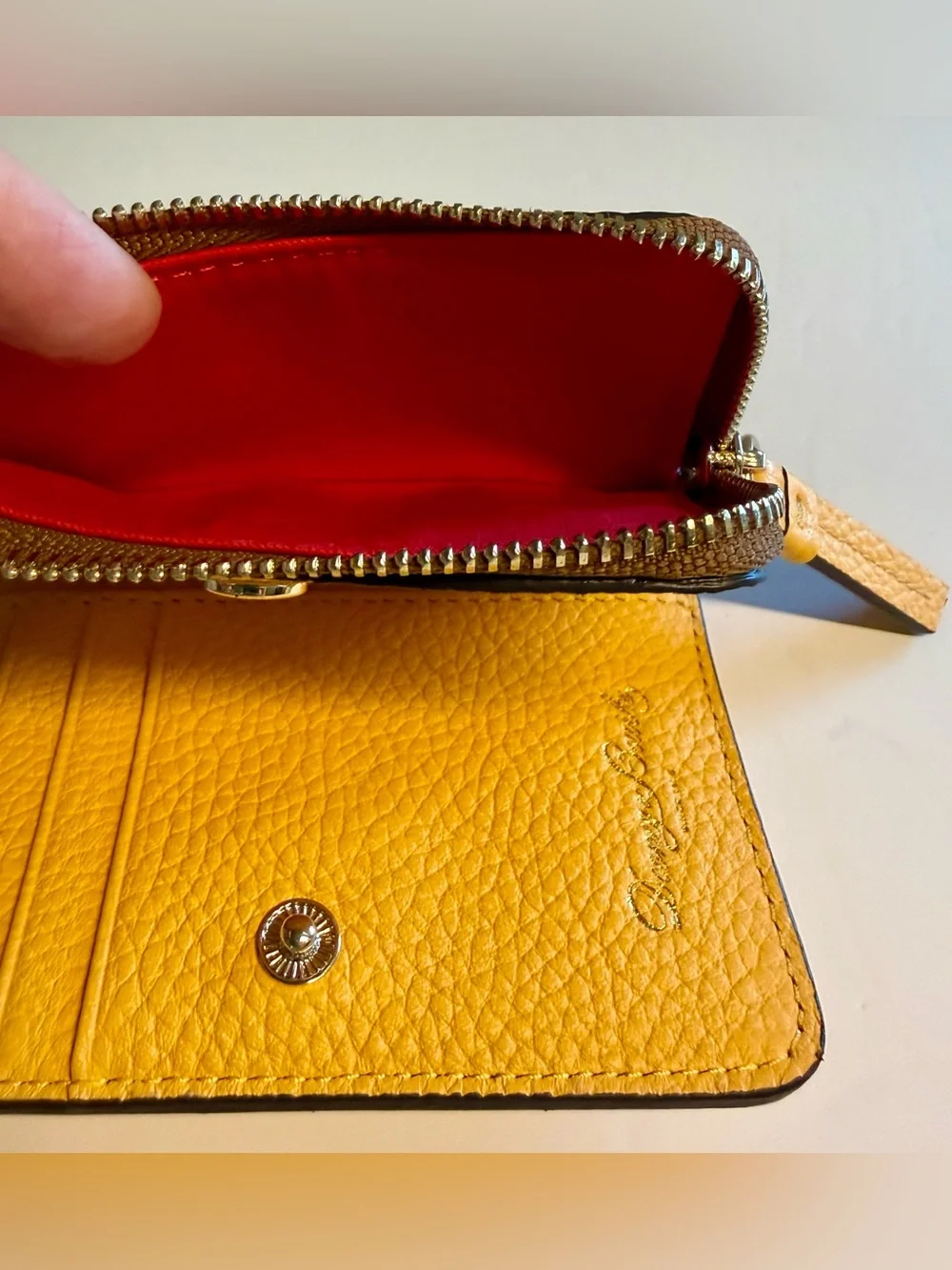 Dooney & Bourke Pebble Grain Zip Credit Card Wallet 12 in Dandelion Yellow NWOT